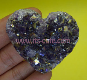Small Heart Shape Aura Amethyst Crystal