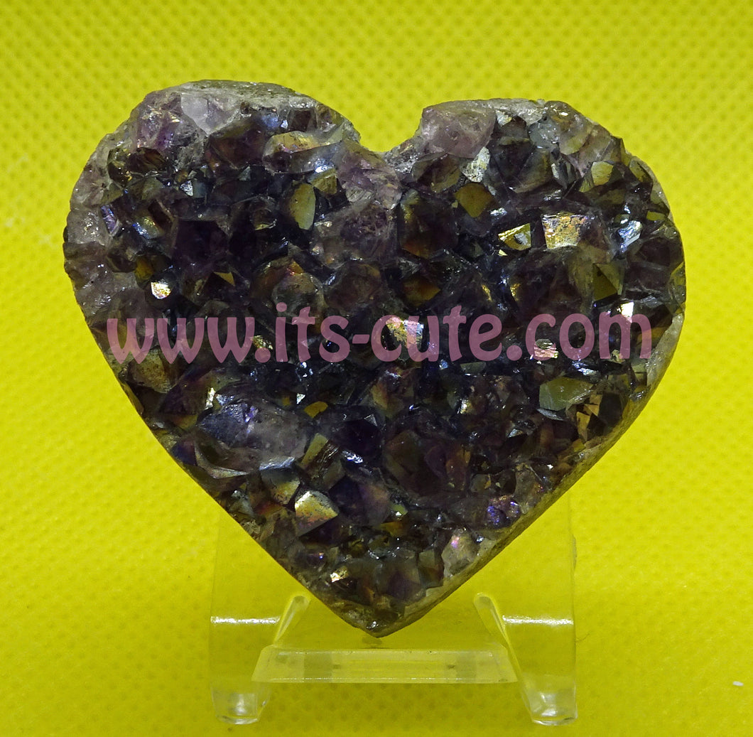 Small Heart Shape Aura Amethyst Crystal