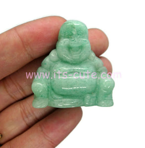 Hand Carved Crystal Happy Buddha Green Jade